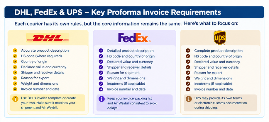 Invoice for DHL or FedEx or UPS