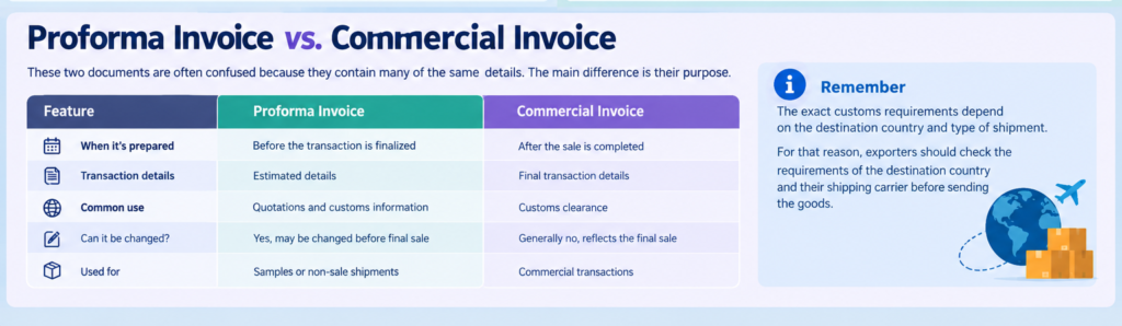 Proforma Invoice vs. Commercial Invoice