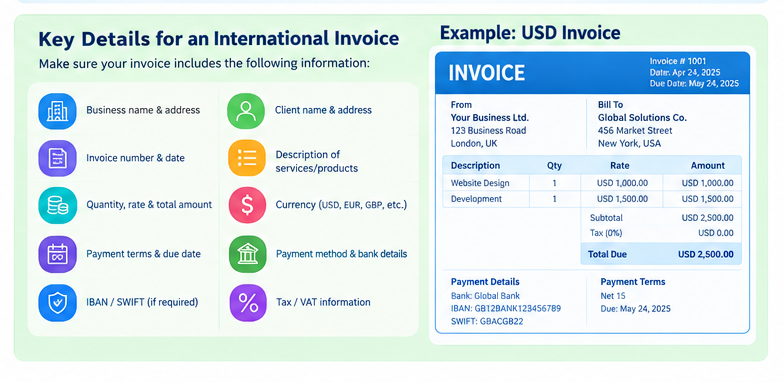 key details International Invoice